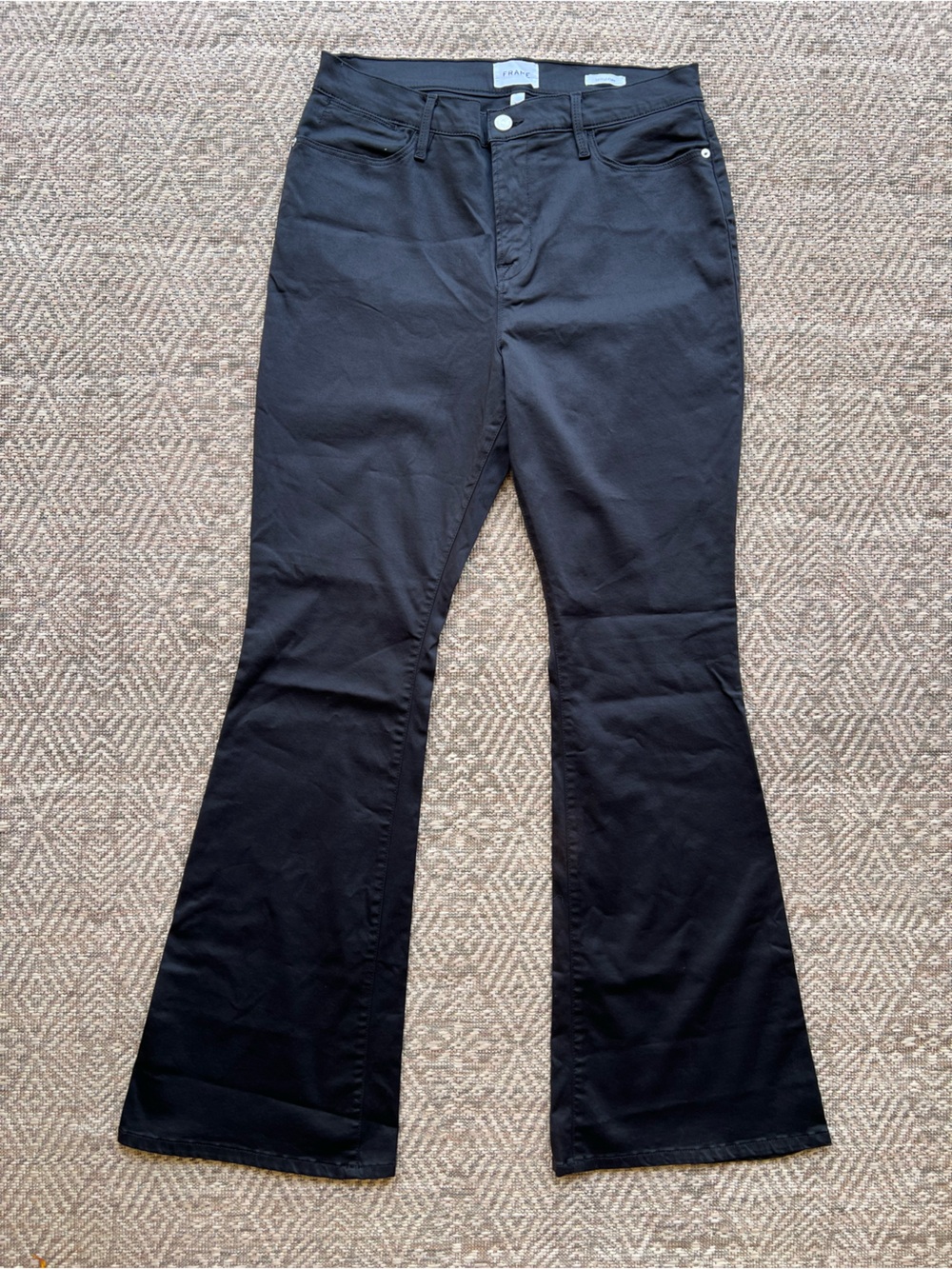 FRAME Le High Flare Jeans Black Lightweight Cotton High Rise Womens‎ 33